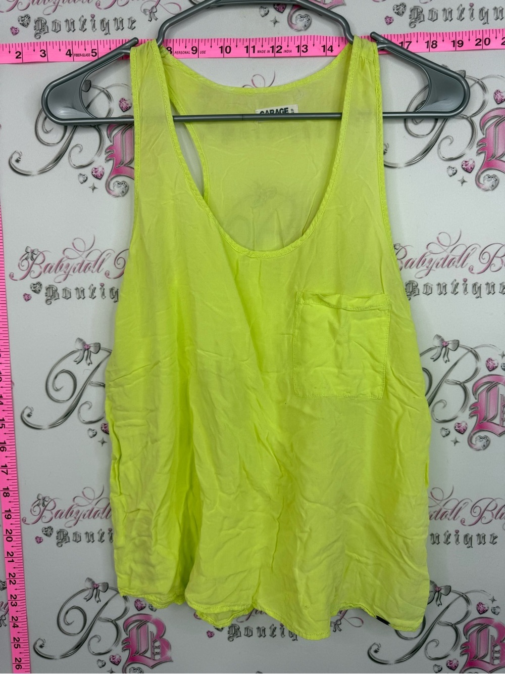 Garage tank top yellow Neon Lime Scoop Neck Pocket Tank - Women's